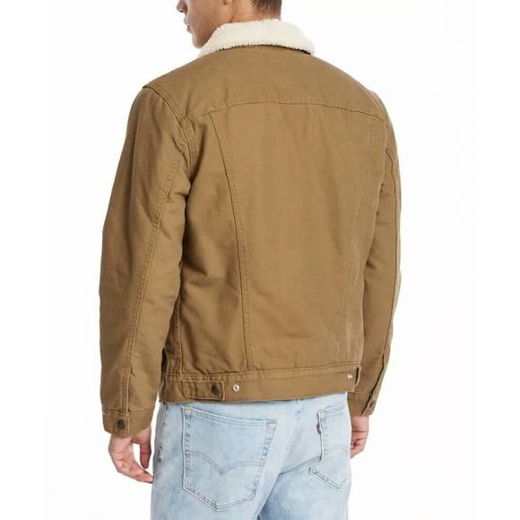NEW LEVI'S canvas sherpa trucker jacket in washed cougar - Picture 2 of 3
